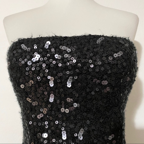 BANANA REPUBLIC Black Sequin Strapless Dress - Picture 3 of 9